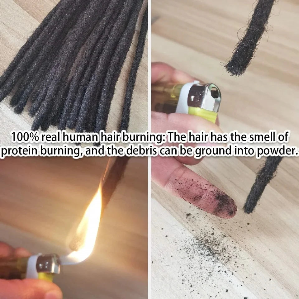 Dreadlocks Brazilian Real Human Hair Strand Crochet Braid Hair Loc Extension 0.6cm Afro Kinky Braiding Handmade locks Wholesale - Image 5