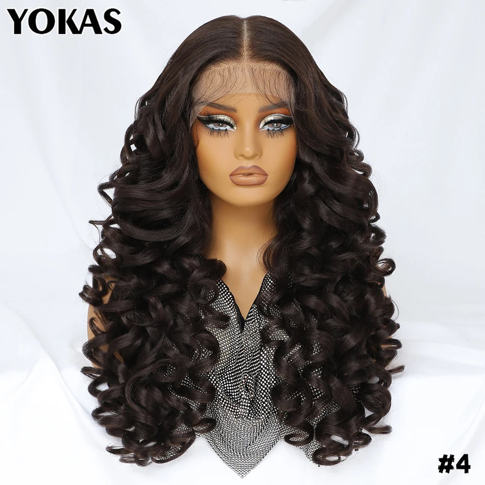 Latisha 13X6 Synthetic Lace Frontal Wig Pre Plucked Lace Front Wig With Baby Hair For Women Curly Highlight Ombre Blonde Female - Image 19