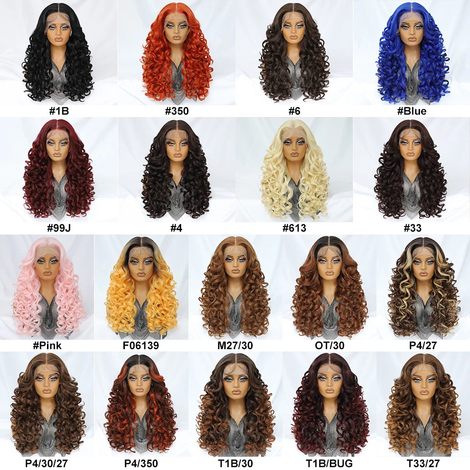 Latisha 13X6 Synthetic Lace Frontal Wig Pre Plucked Lace Front Wig With Baby Hair For Women Curly Highlight Ombre Blonde Female - Image 2