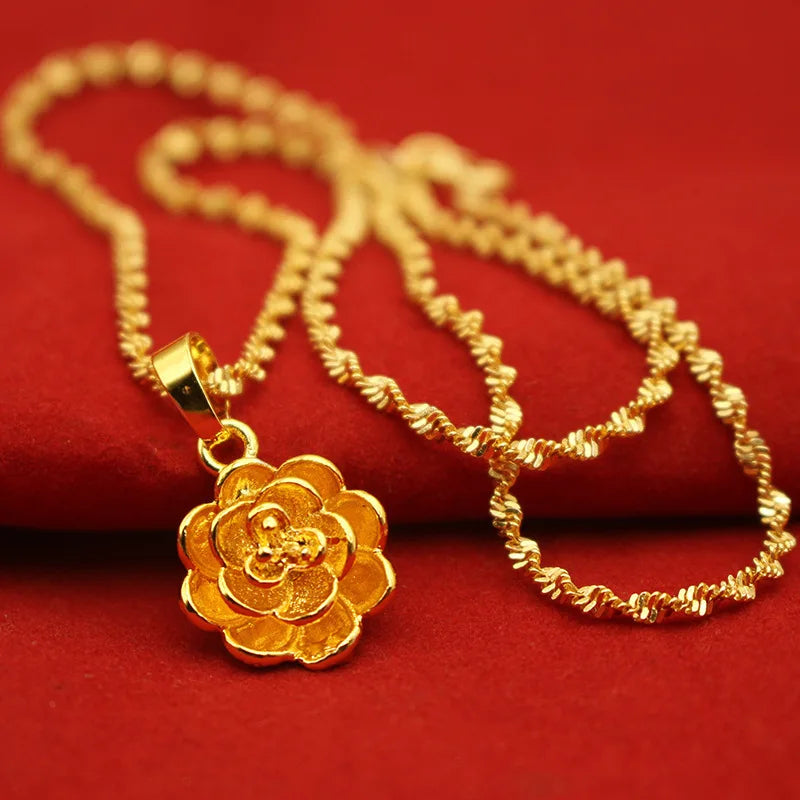 9999 24K REAL gold necklace women's real gold necklace pendant gold necklace women's jewelry fashion hundred items - Image 15