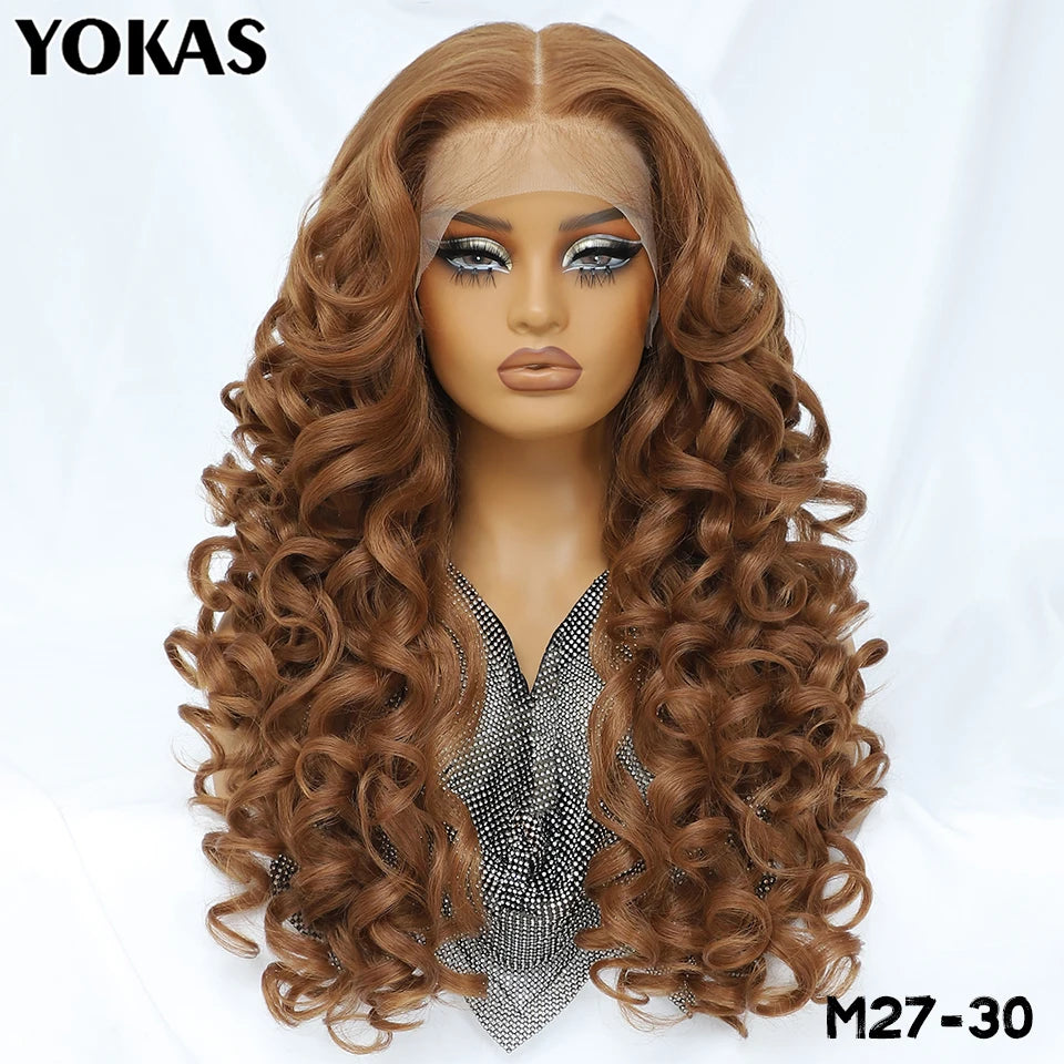 Latisha 13X6 Synthetic Lace Frontal Wig Pre Plucked Lace Front Wig With Baby Hair For Women Curly Highlight Ombre Blonde Female - Image 8