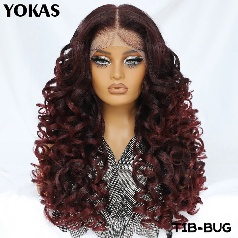 Latisha 13X6 Synthetic Lace Frontal Wig Pre Plucked Lace Front Wig With Baby Hair For Women Curly Highlight Ombre Blonde Female - Image 10