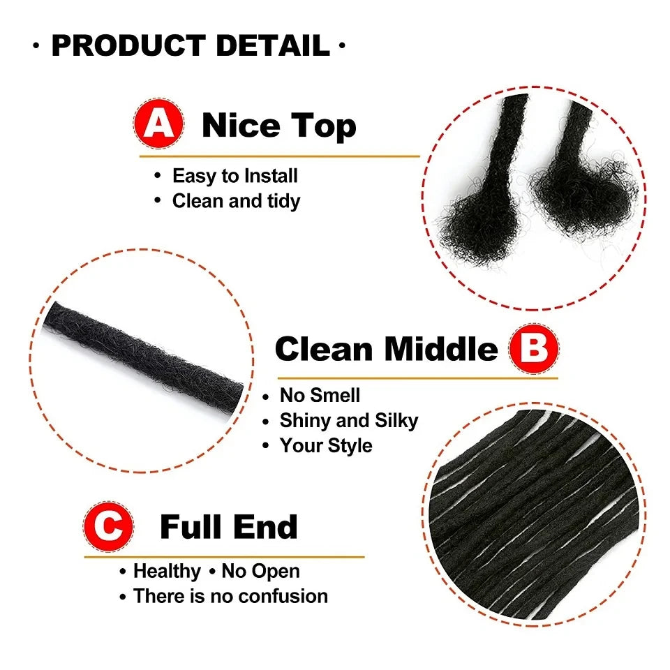 Dreadlocks Brazilian Real Human Hair Strand Crochet Braid Hair Loc Extension 0.6cm Afro Kinky Braiding Handmade locks Wholesale - Image 3