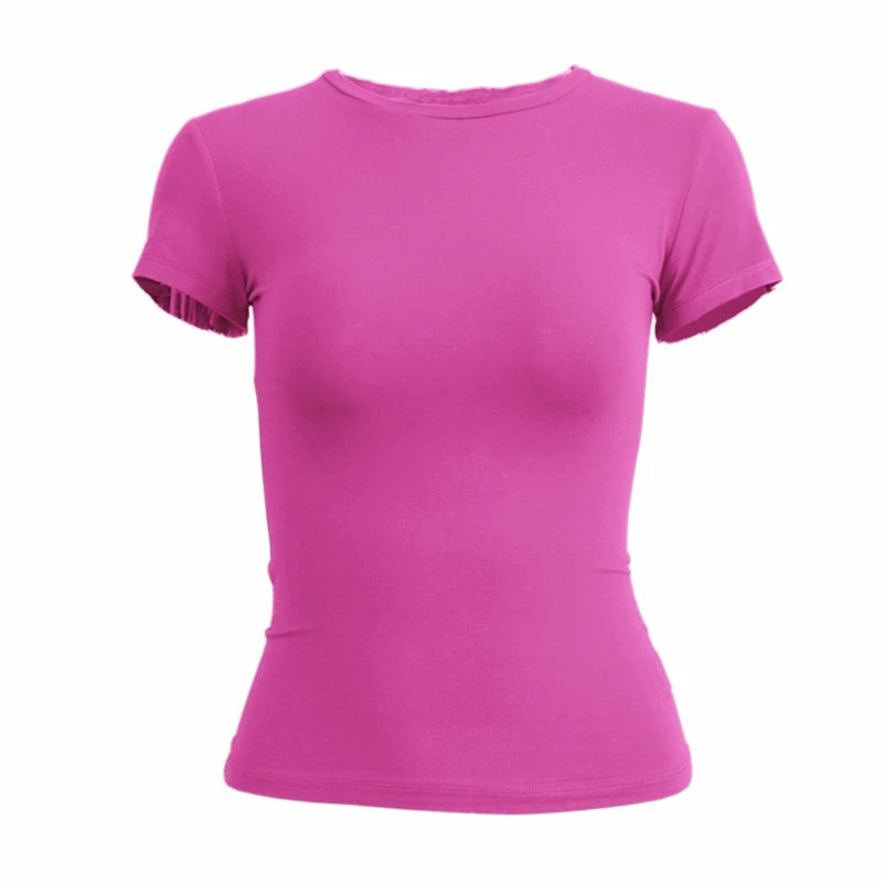 Woman Clothing Short Sleeve T-shirt Slim Fit Tops Female O-Neck Knitted Sheath Tee Shirt Street Wear Sex Sporty 2024 Y2K New2410 - Image 12
