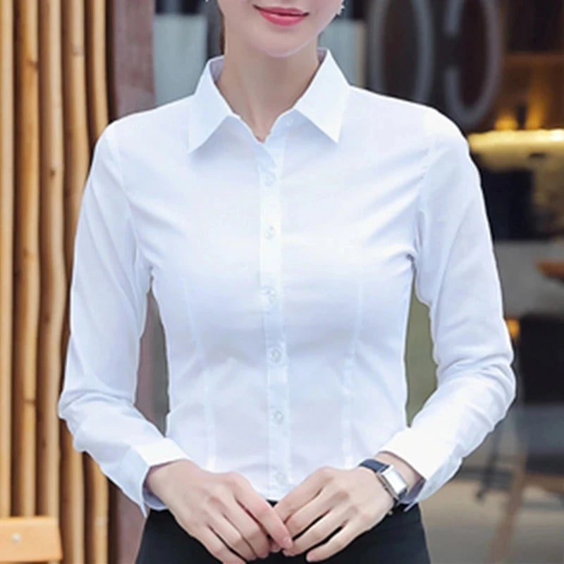 Women Shirts Blouses Women White Shirt Long Sleeve Blouse Female Tops OL Basic Shirt Blouses 2023 Fashion Elegant Woman Clothing - Image 4
