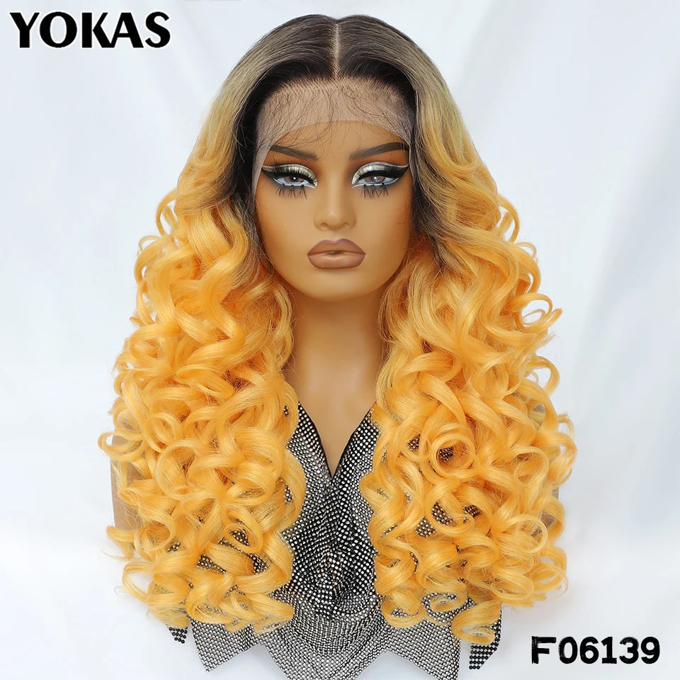 Latisha 13X6 Synthetic Lace Frontal Wig Pre Plucked Lace Front Wig With Baby Hair For Women Curly Highlight Ombre Blonde Female - Image 11