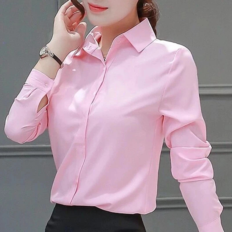 Women Shirts Blouses Women White Shirt Long Sleeve Blouse Female Tops OL Basic Shirt Blouses 2023 Fashion Elegant Woman Clothing - Image 3