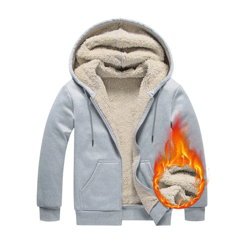C.New S Winter Lambswool Coats Warm Thicken Jackets Long Sleeve Zipper Hoodies Casual Fleece Black Coat Hooded Men Women Jacket - Image 8