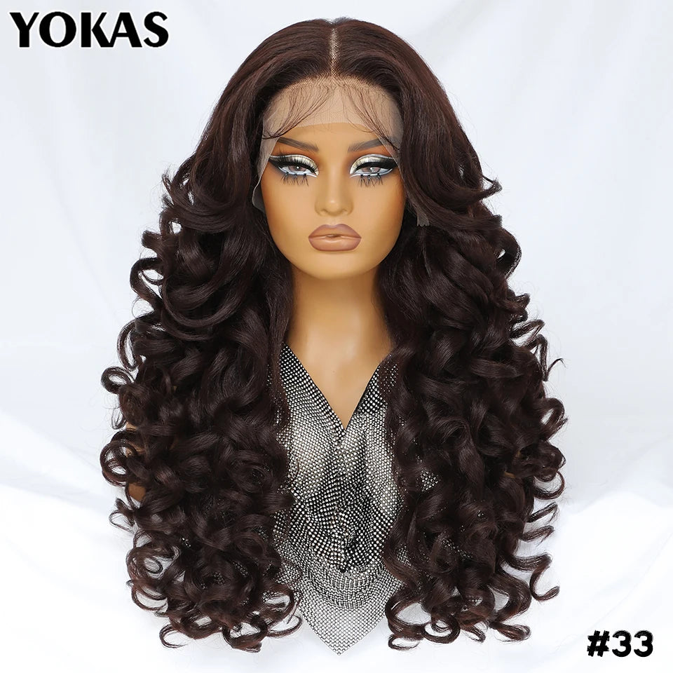 Latisha 13X6 Synthetic Lace Frontal Wig Pre Plucked Lace Front Wig With Baby Hair For Women Curly Highlight Ombre Blonde Female - Image 13