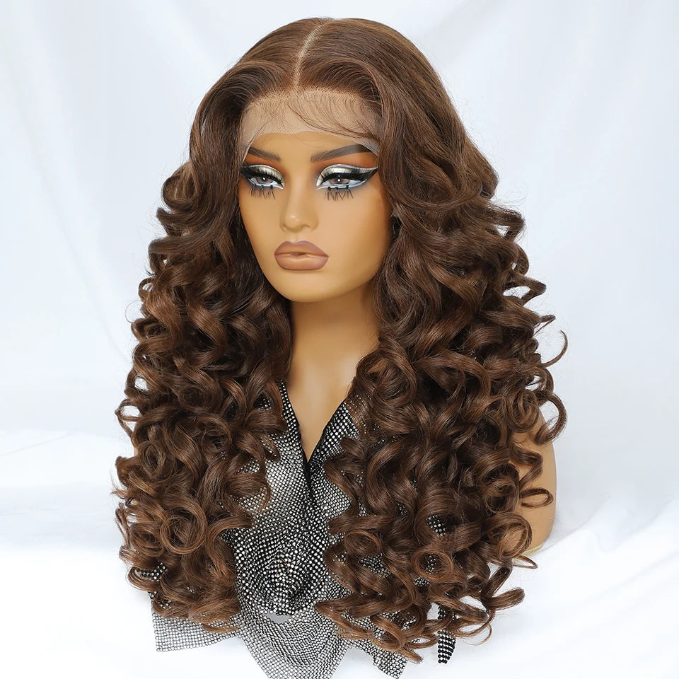 Latisha 13X6 Synthetic Lace Frontal Wig Pre Plucked Lace Front Wig With Baby Hair For Women Curly Highlight Ombre Blonde Female - Image 6