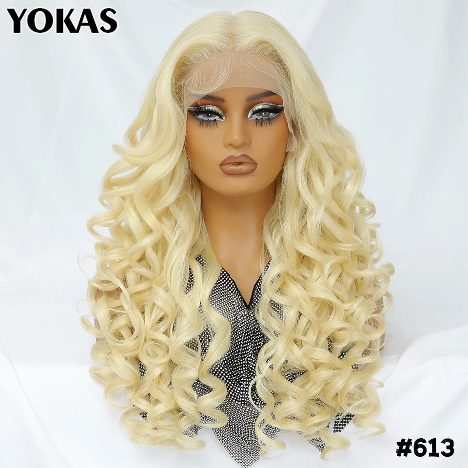Latisha 13X6 Synthetic Lace Frontal Wig Pre Plucked Lace Front Wig With Baby Hair For Women Curly Highlight Ombre Blonde Female - Image 21