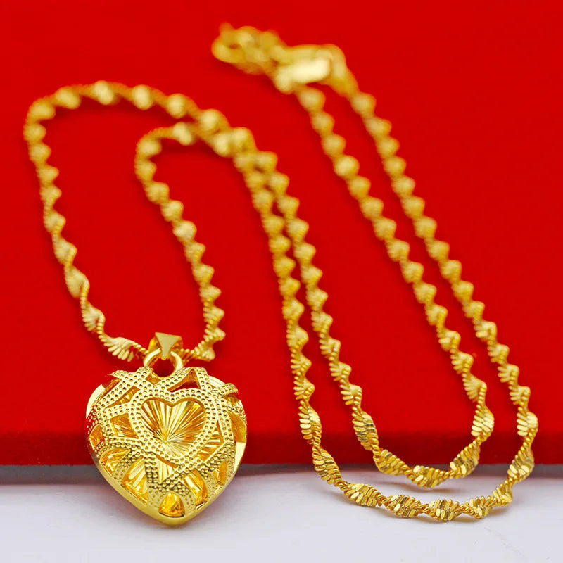 9999 24K REAL gold necklace women's real gold necklace pendant gold necklace women's jewelry fashion hundred items - Image 12