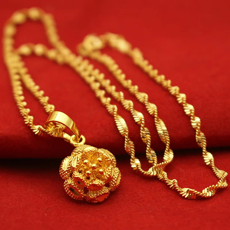 9999 24K REAL gold necklace women's real gold necklace pendant gold necklace women's jewelry fashion hundred items - Image 17