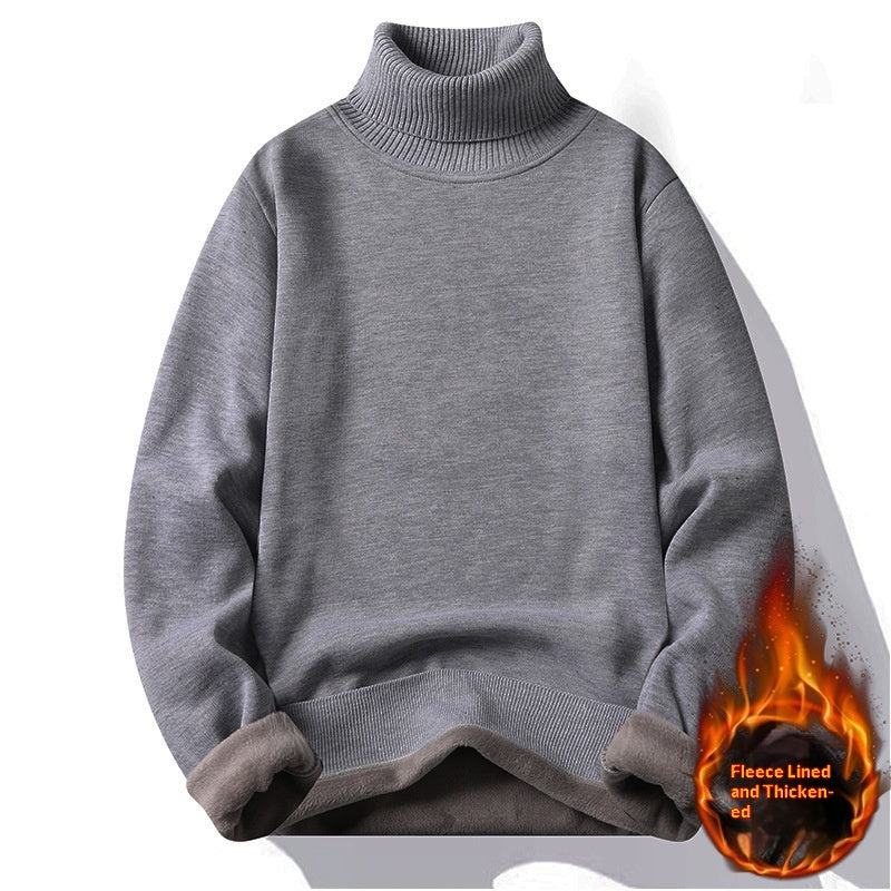 New Solid Black Knitted Mens Fleece-lined Base Layer - Image 4