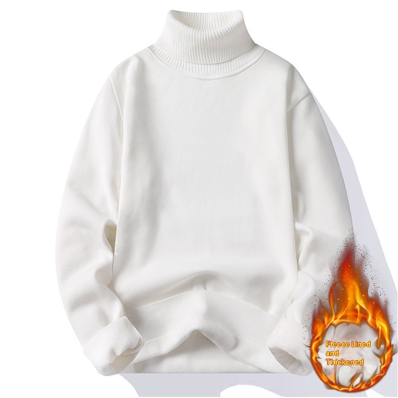 New Solid Black Knitted Mens Fleece-lined Base Layer - Image 9