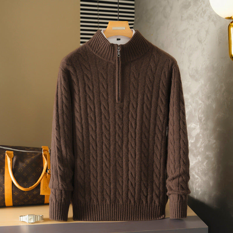 Versatile Casual Half-Neck Thermal Sweater In Pure Cashmere - Image 4