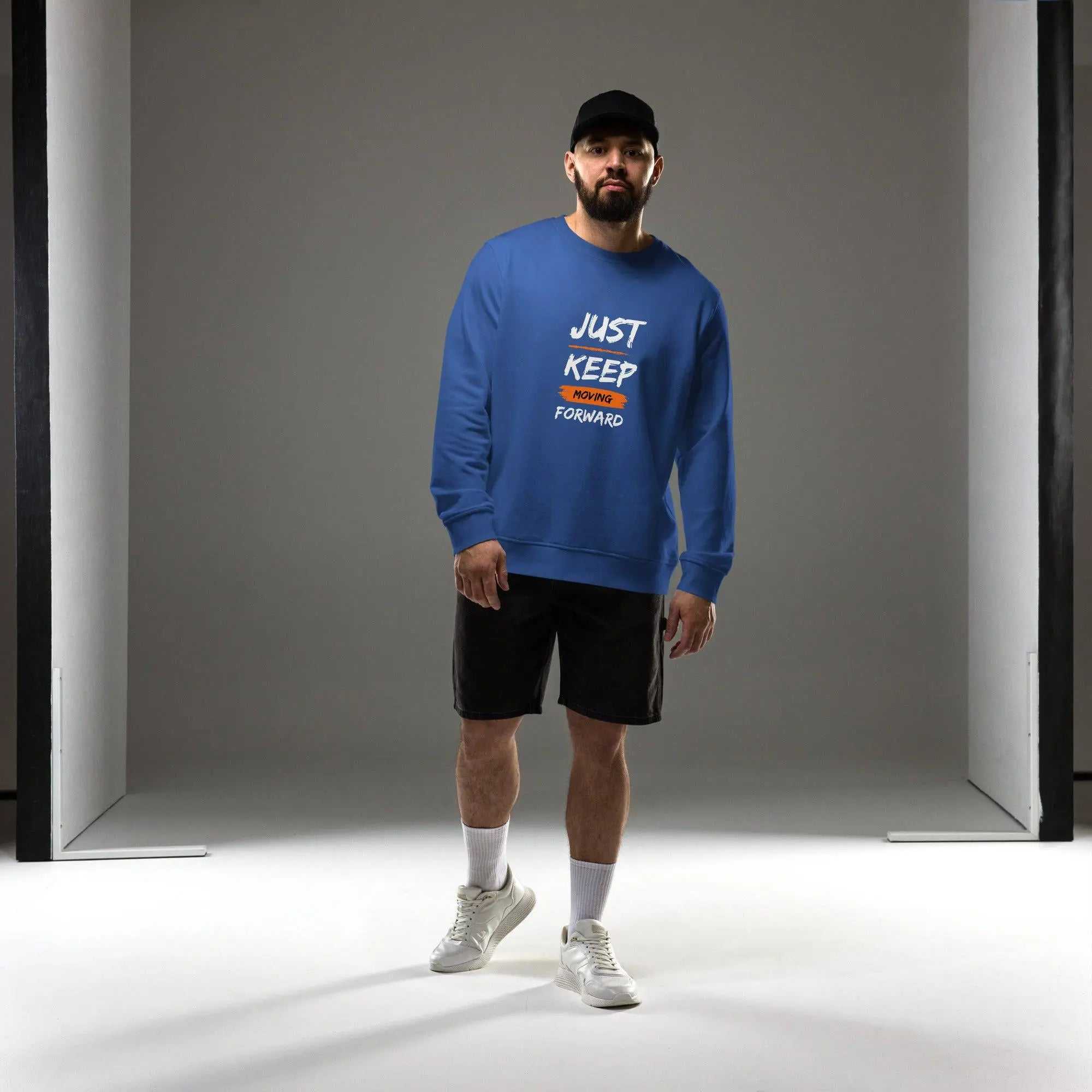 Just Keep Moving ForwardJust Keep Moving Forward SweatshirtEmbrace sustainability without compromising style with our Just Keep Moving Forward Sweatshirt, crafted from organic and recycled materials for an eco-friendly essen[Bal]