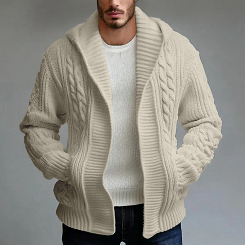 European And American Mens Twisted-knit Cardigan Sweater - Image 6